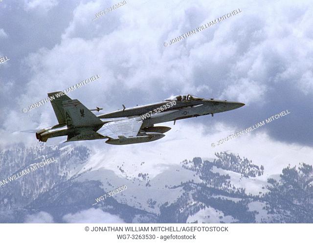 MIDDLE EAST -- 01 Apr 2003 -- An F/A-18 Hornet assigned to the â. . Silver Eaglesâ. . of Marine Fighter-Attack Squadron One Fifteen (VMFA-115) conducts combat...