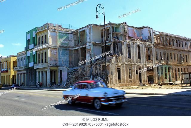 An iconic classic car in Malecon Promenade in Havana's centre, Cuba, on February 1, 2019. (CTK Photo/Milos Ruml)