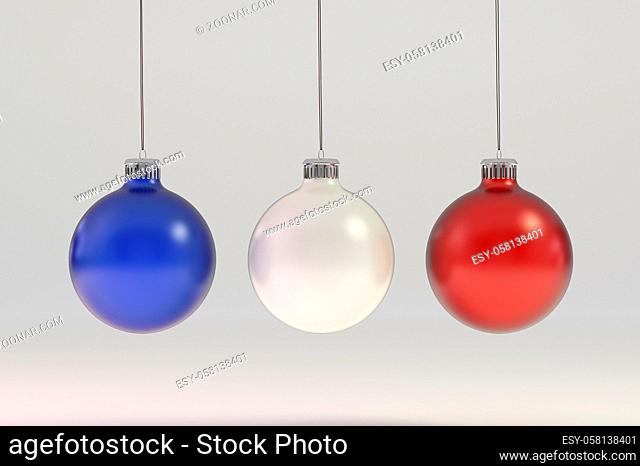 France and Usa Christmas Flag - Render with clipping path
