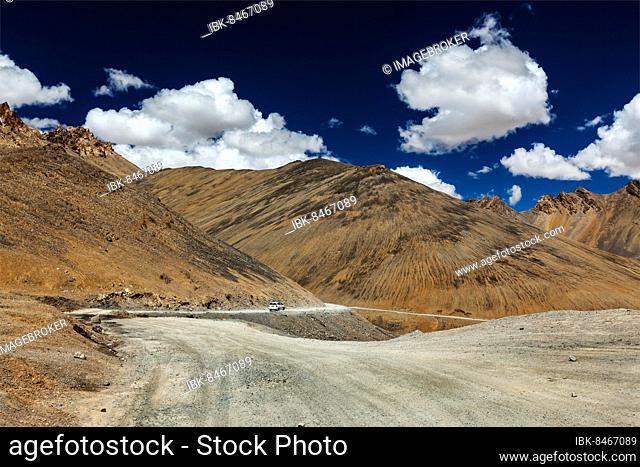 Manali-Leh road to Ladakh in Indian Himalayas with car. Ladakh, India, Asia