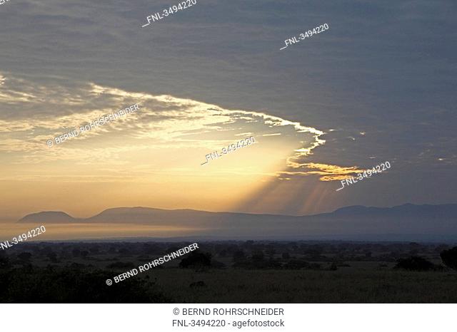Sunrise at savannah, Uganda, East Africa, Africa