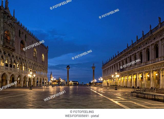 Italy, Venice, St Mark's Square at night