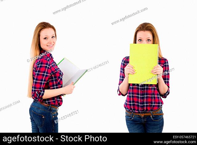 The young student isolated on the white background