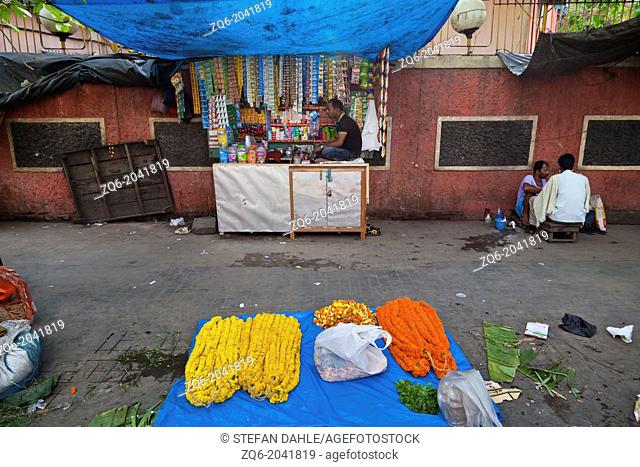 At the Malik Ghat Flower Market in Kolkata, India
