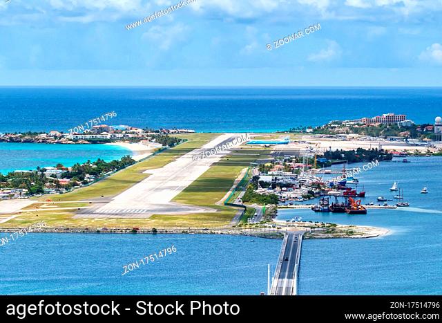St. Maarten, Niederländische Antillen - 18. September 2016: Übersicht Flughafen St. Maarten (SXM) auf den Niederländischen Antillen. St