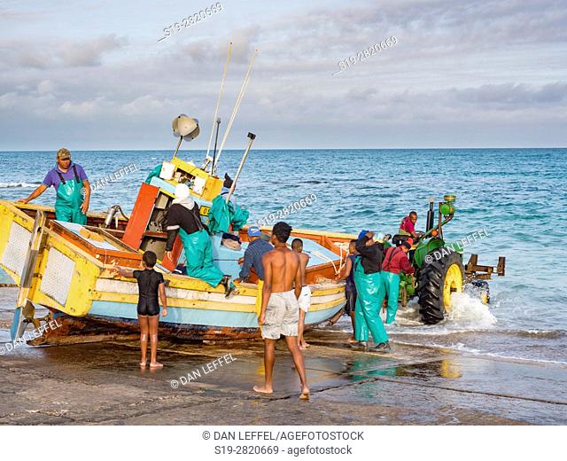 South Africa Arniston Seaport Launching Fishing Boats