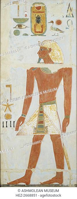 Copy of wall painting, Deir el Bahri Great Temple, Chapel of Anubis, 20th century. Artist: Anna (Nina) Macpherson Davies