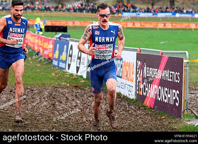 Henrik Ingebrigtsen pictured in action during the elite men race at the European Cross Country Championships in Brussels