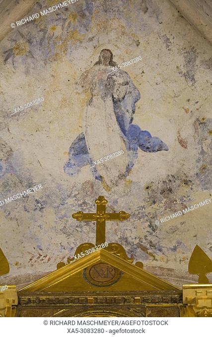 Original Frescoes, Former Convent San Miguel Arcangel, founded 1541 AD, Route of the Convents, Mani, Yucatan, Mexico