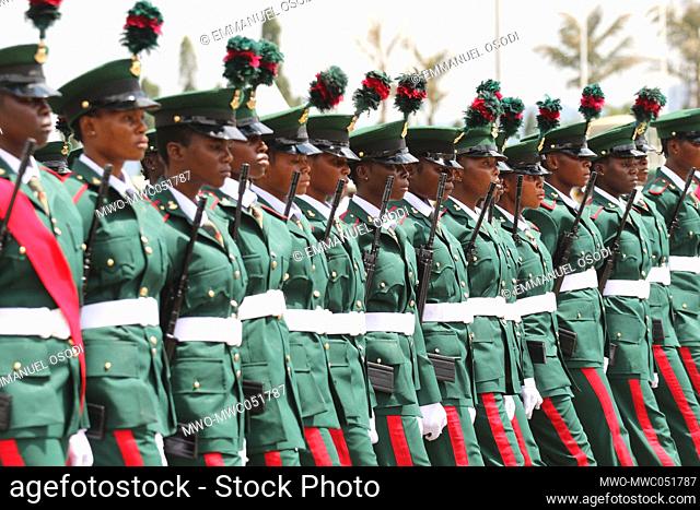 Abuja, Nigeria. October 1st 2022. Nigerian soldiers perform during the 62nd anniversary marking Nigerian Independence Day