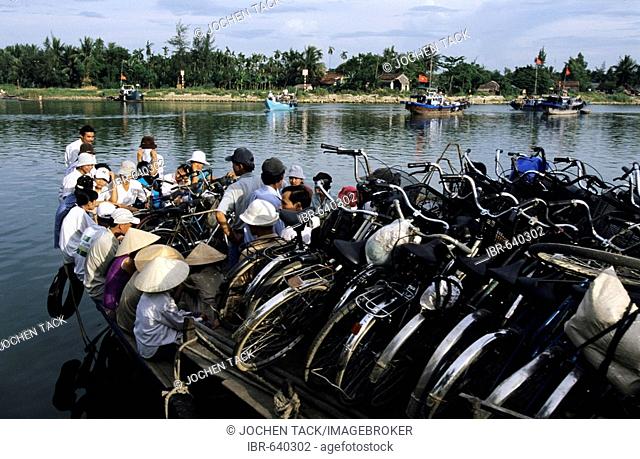 Bicycle ferry on the Thu Bon River, Hoi An, Quang Nam Province, Vietnam, Asia