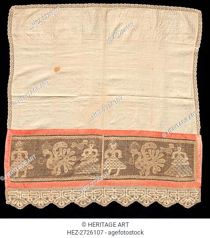 Cloth with Border of Female Figures and Peacocks, 18th-19th century. Creator: Unknown