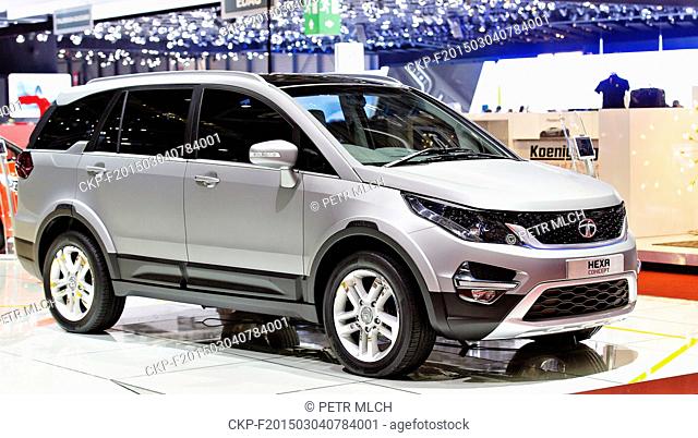 The new Tata Hexa concept car at automaker stand during the second day of International Geneva motorshow, Switzerland, on March 4, 2015