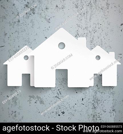 Infographic with white houses on the concrete background. Eps 10 vector file