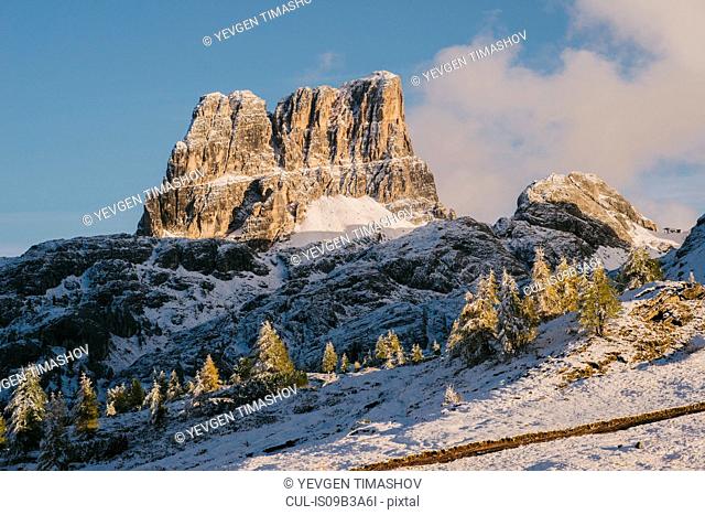 Limides Lake, Croda Negra Mountain on background, South Tyrol, Dolomite Alps, Italy