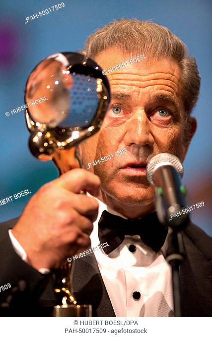 Actor Mel Gibson accepts the Crystal Globe for Outstanding Artistic Contribution to World Cinema during the opening of the 49th Karlovy Vary International Film...