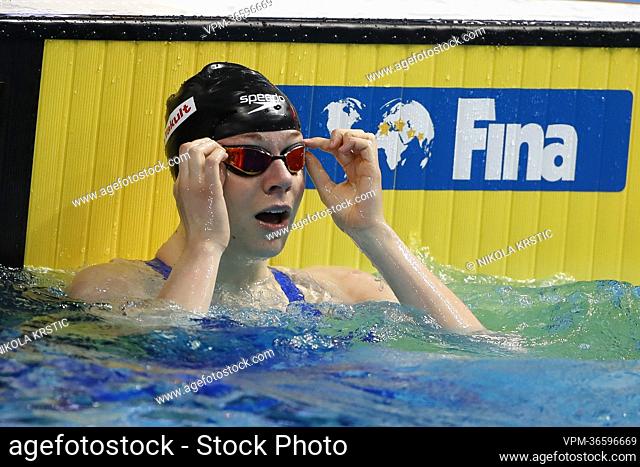 Belgian Fleur Vermeiren during the women's 50m breaststroke at the swimming world championships in Budapest, Hungary, Friday 24 June 2022