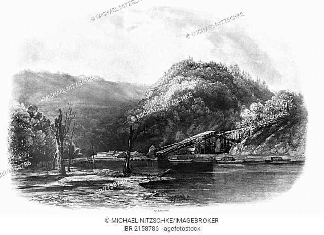 View from Mauch Chunk, Pennsylvania, illustration from Travels in the Interior of North America, 1832-1834, by Prince Maximilian of Wied