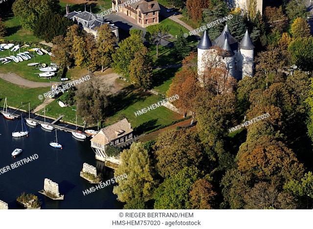 France, Eure, Vernon, Vernonnet, Chateau des Tourelles aerial view