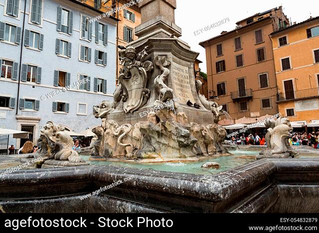 Fountain of the Pantheon (Fontana del Pantheon) at Piazza della Rotonda .. Rome, Italy