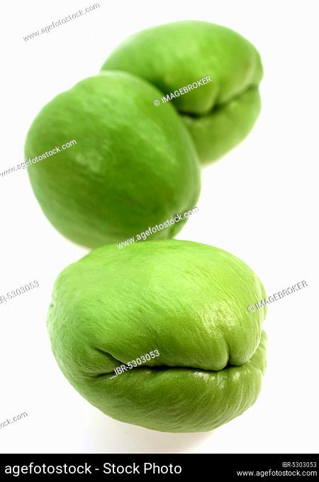 Chayote (sechium edule), Mexican fruit against white background
