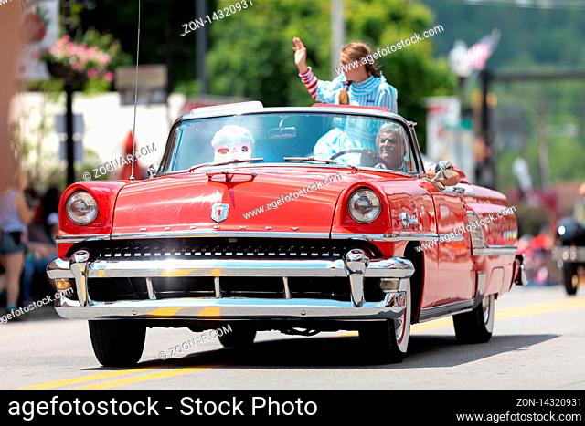 Buckhannon, West Virginia, USA - May 18, 2019: Strawberry Festival, Mercury, Montclair, classic car, going down main street during the parade