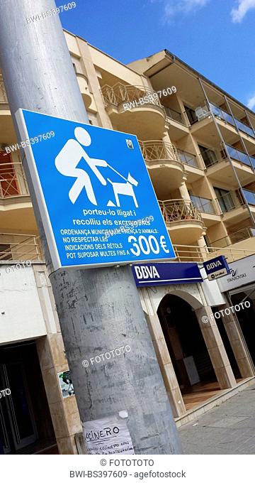 sign 'remove dog waste', Spain, Balearen, Majorca