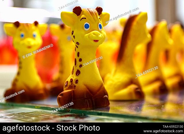RUSSIA, VORONEZH - DECEMBER 19, 2023: Christmas ornaments are pictured at the Igrushki factory. The enterprise is engaged in production of PVC plastisol...
