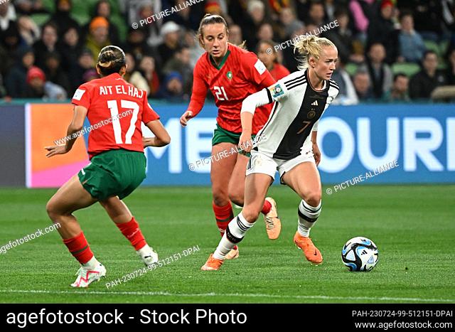 24 July 2023, Australia, Melbourne: Soccer, Women: World Cup, Germany - Morocco, preliminary round, Group H, Matchday 1, Melbourne Rectangular Stadium:...