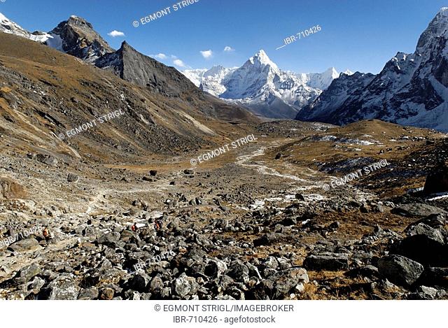 Chola Khola valley with Ama Dablam (6856), Khumbu Himal, Sagarmatha National Park, Nepal