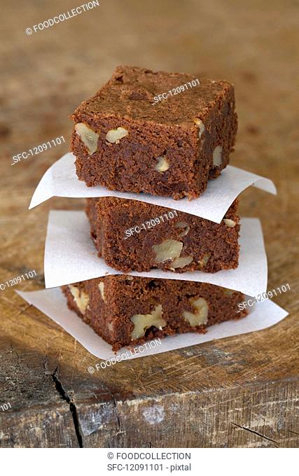A stack of nut brownies