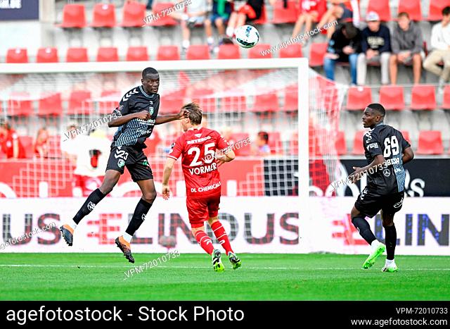 Francs Borains' Levi Malung pictured in action during a soccer match between SV Zulte Waregem and Francs Borains, Sunday 13 August 2023 in Waregem