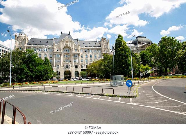 Budapest, Hungary. Gresham Palace, secession architecture in Budapest, built in 1907, directly opposite the Chain Bridge