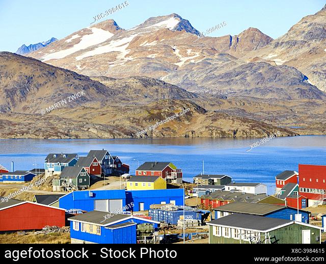 Town Tasiilaq (formerly called Ammassalik), the biggest town in East Greenland. America, Greenland, Tasiilaq, danish territory