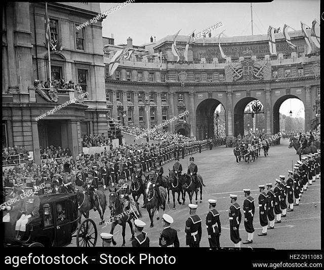 Coronation of Queen Elizabeth II, Admiralty Arch, The Mall, City of Westminster, London, 1953. Creator: Ministry of Works