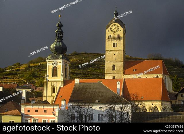 Frauenberg Church tower and Pfarrkirche Stein, Stein/Krems, Lower Austria, Austria