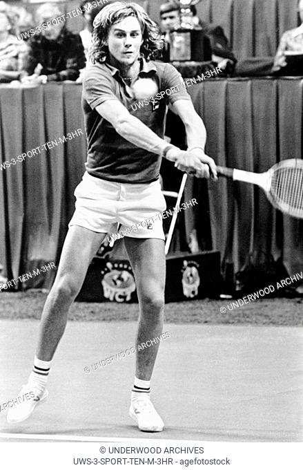 Dallas, Texas: 1975 Swedish tennis star Bjorn Borg during World Championship Tennis play