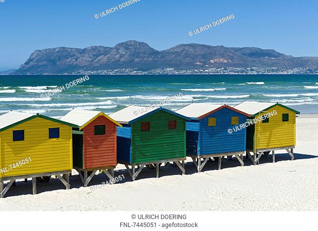 Colourful beach huts, Muizenberg, Western Cape, South Africa, Africa