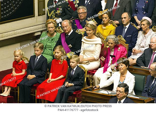 Queen Mathilde, Princess Elisabeth, Prince Gabriel, Prince Emmanuel, Princess Eleonore, King Albert, Queen Paola, Queen Fabiola, Princess Astrid, Prince Lorenz