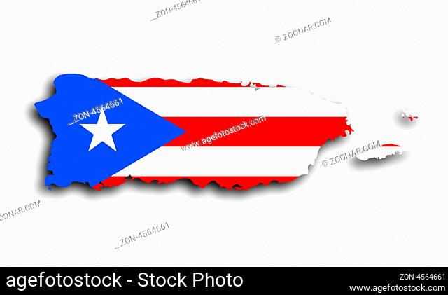 Map of Puerto Rico filled with the state flag
