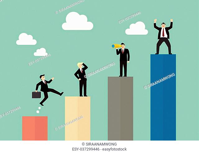 Bar graph with businessmen in various activity. Business concept