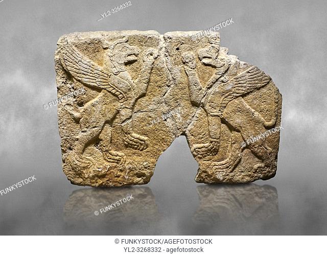 Hittite monumental relief sculpted orthostat stone panel Orthostats of a Procession. Limestone, KarkamÄ±s, (KargamÄ±s), Carchemish (Karkemish), 900 700 BC