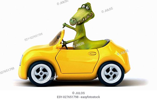 Cartoon dragon driving car Stock Photos and Images | agefotostock