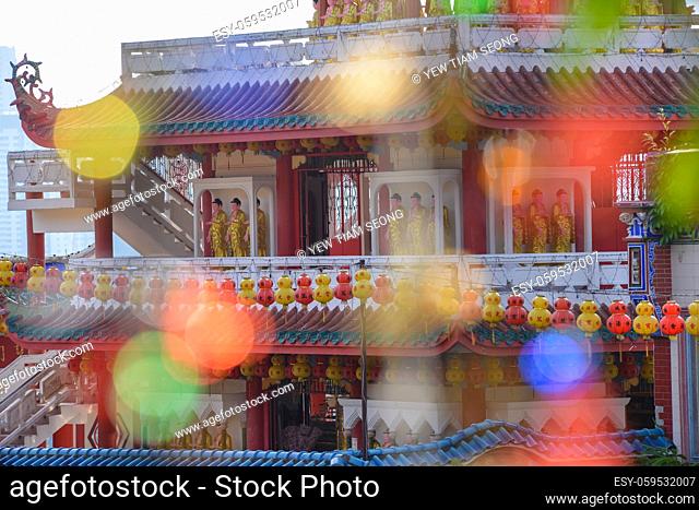 Georgetown, Penang/Malaysia - Jan 28 2018: Fantasy Kek Lok Si temple in bokeh