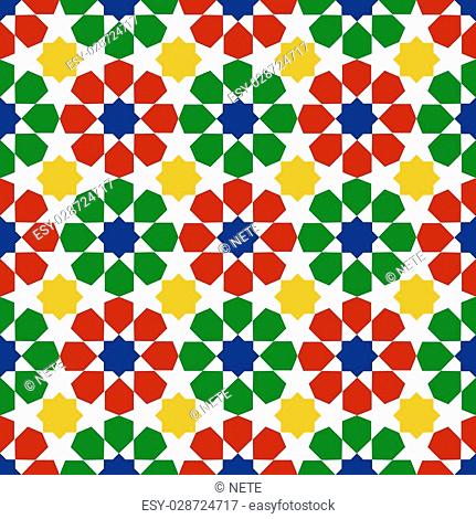 multicolor mosaic moroccan zellige seamless. vector illustration
