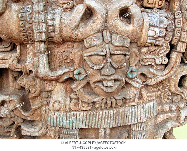 Maya sculpture in museum, Mérida. Yucatán, Mexico