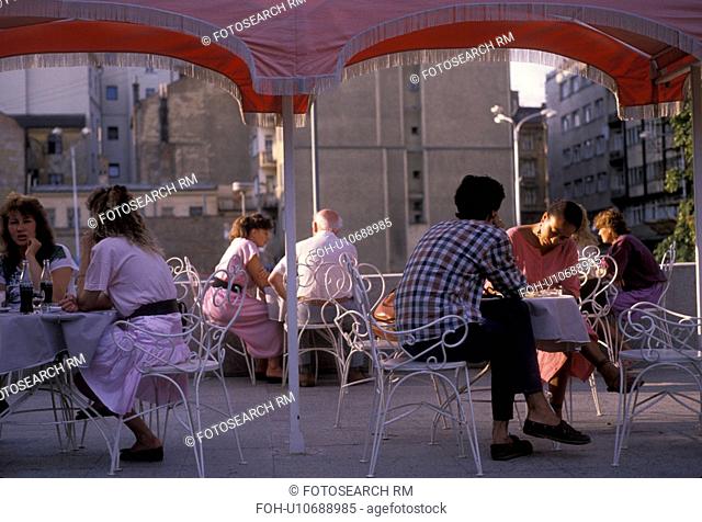 cafe, Brno, Czech Republic, Europe, People sitting at an outdoor cafe in downtown Brno