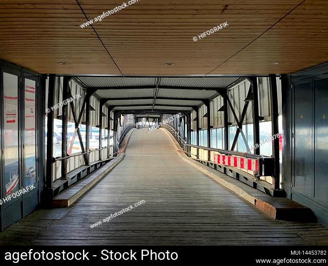 Überseebrücke at Jan Fedder Promenade, Hamburg, Germany, Europe