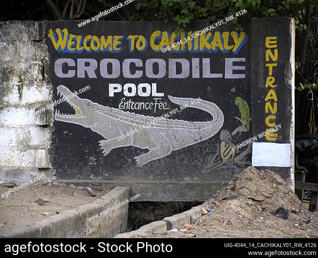 Cachikaly crocodile pool sign Bakau The Gambia