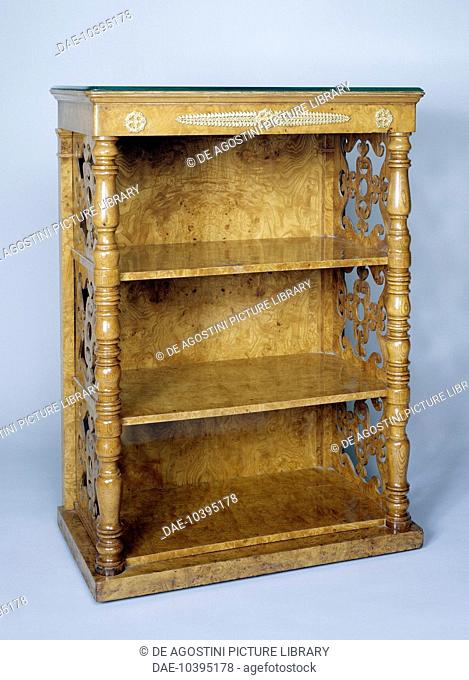 Etagere in ash burl with side columns and fretwork lateral panels, ca 1839, possibly by Georges-Alphonse-Jacob-Desmalter (1799-1870)